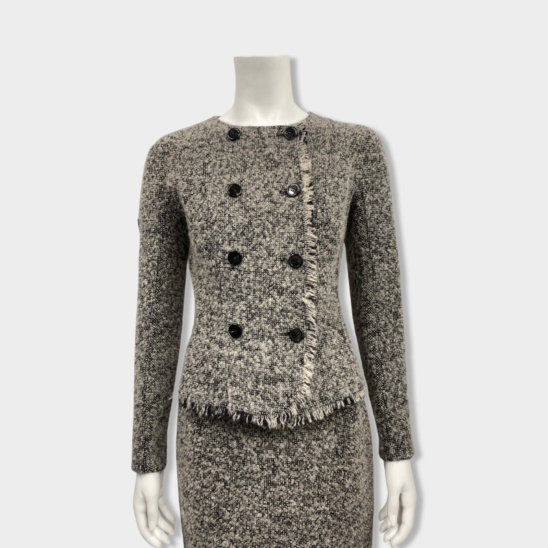 second-hand CHRISTIAN DIOR grey cotton and wool set of jacket and skirt | Size FR38