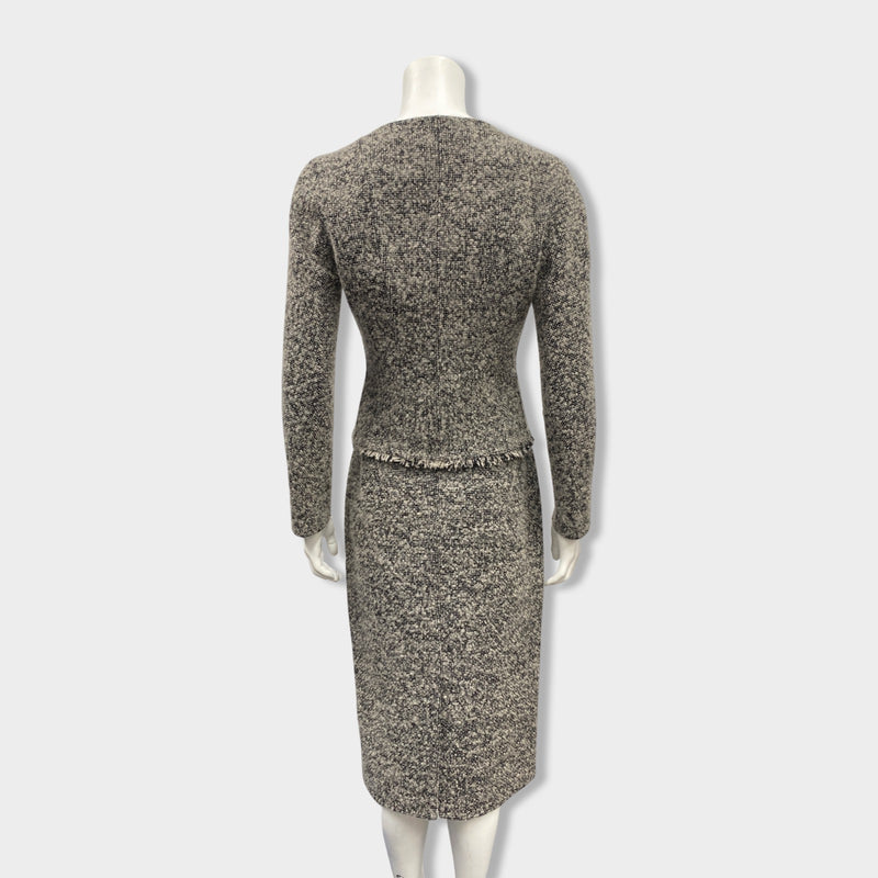 CHRISTIAN DIOR grey cotton and wool set of jacket and skirt