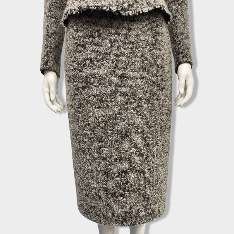 CHRISTIAN DIOR grey cotton and wool set of jacket and skirt