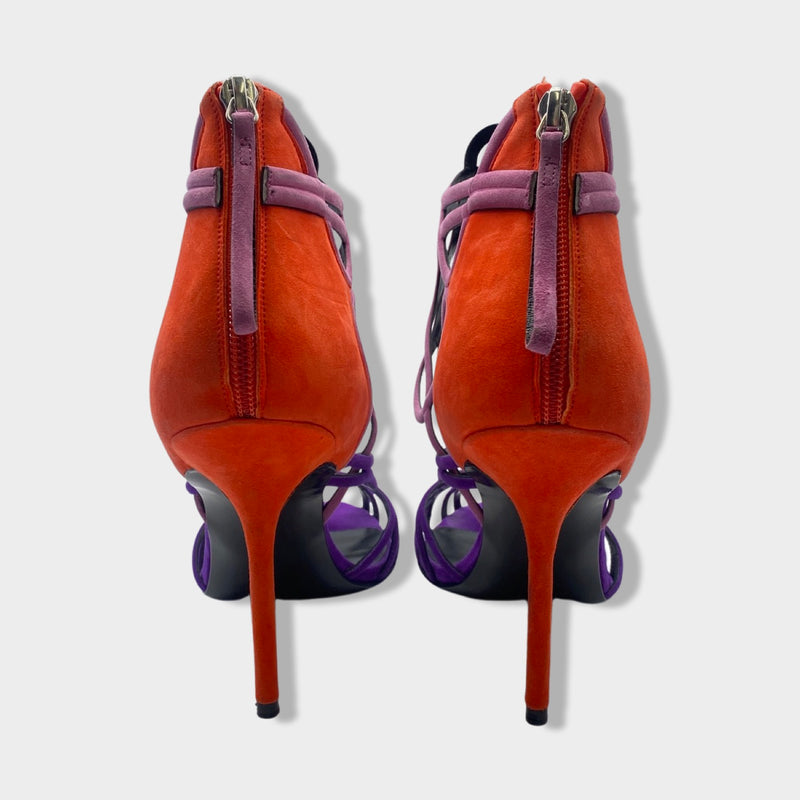 PIERRE HARDY purple and coral suede sandal heels