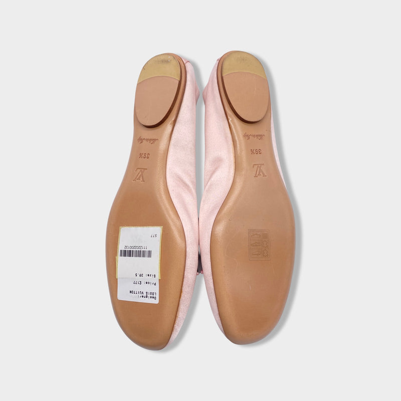 LOUIS VUITTON baby pink satin ballet flats with crystals
