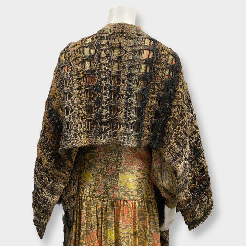 MISSONI knitted earth-toned poncho shawl
