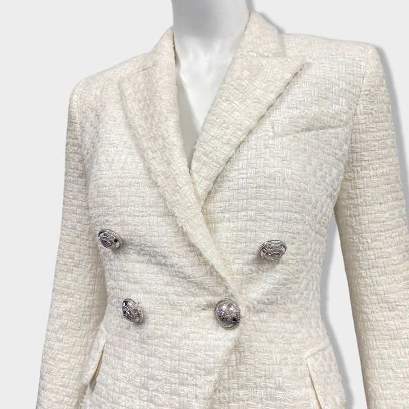 second-hand BALMAIN white tweed double-breasted jacket | Size FR34