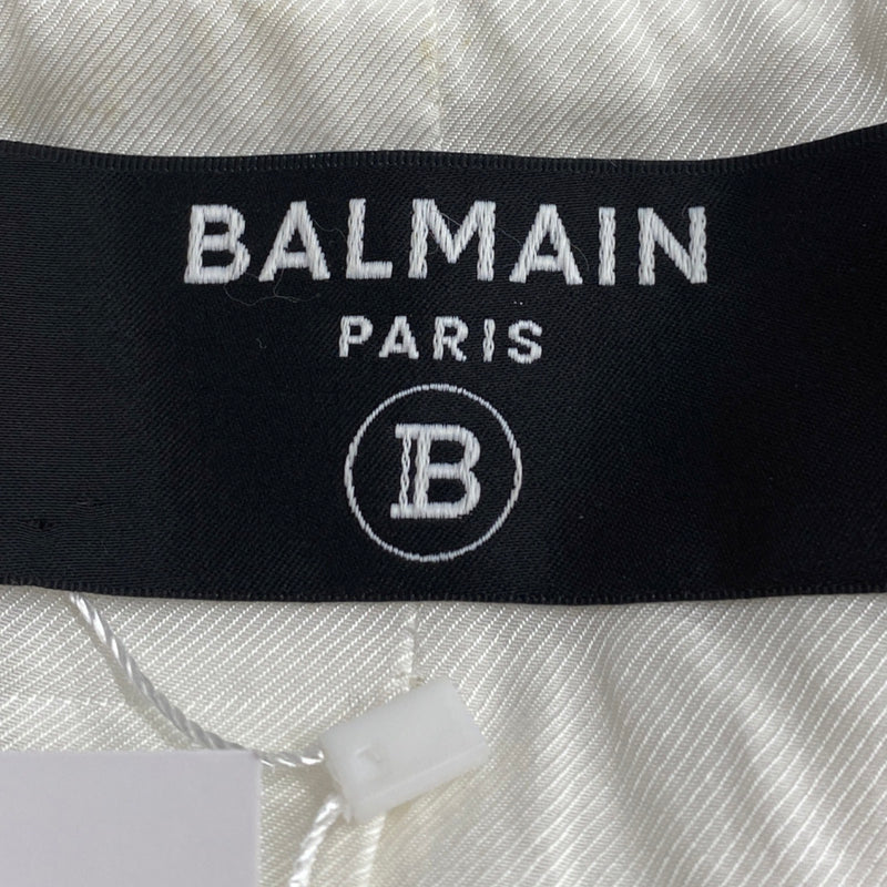 BALMAIN white tweed double-breasted jacket