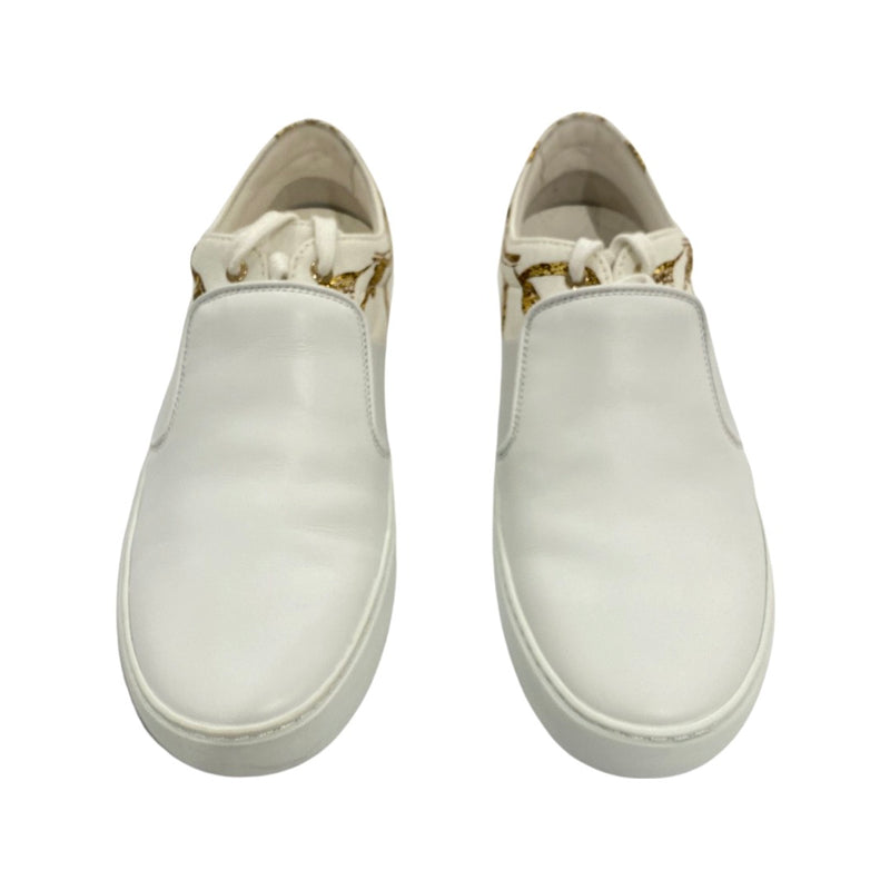 second-hand CHANEL white and gold leather trainers | Size 38.5