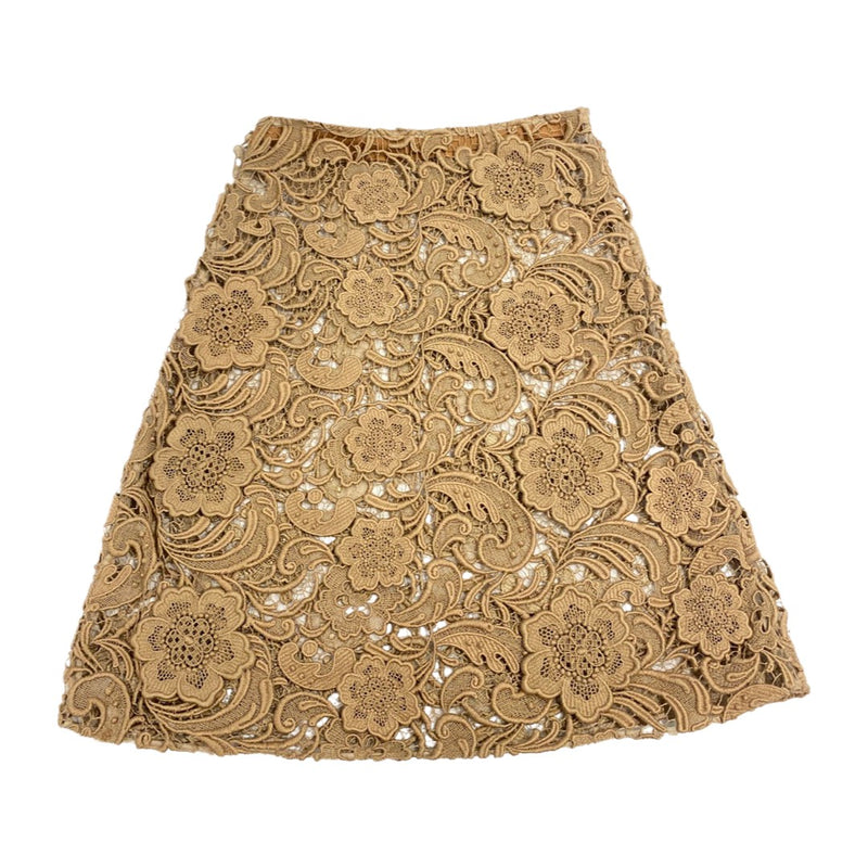 second-hand PRADA beige floral lace skirt | Size IT40