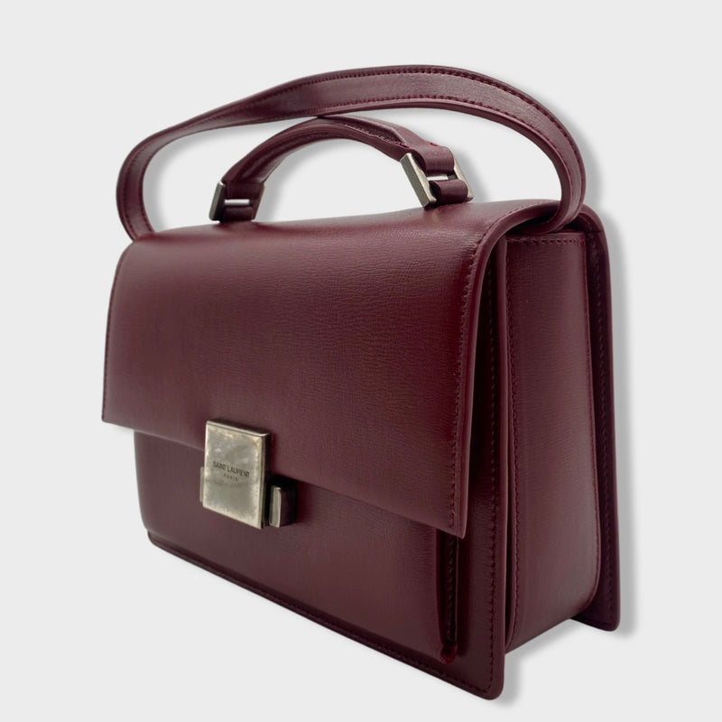 second-hand SAINT LAURENT burgundy leather High School handbag