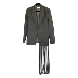pre-owned Boss runway edition grey viscose jacket with fringes | Size UK10