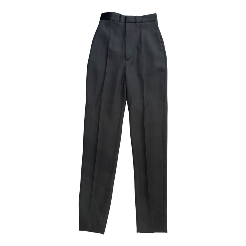 pre-owned haider ackermann black woolen high-waisted trousers with silk waistband | Size FR34