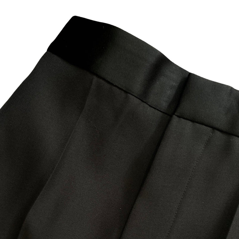 haider ackermann black woolen high-waisted trousers with silk waistband