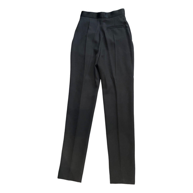 second-hand haider ackermann black woolen high-waisted trousers with silk waistband | Size FR34