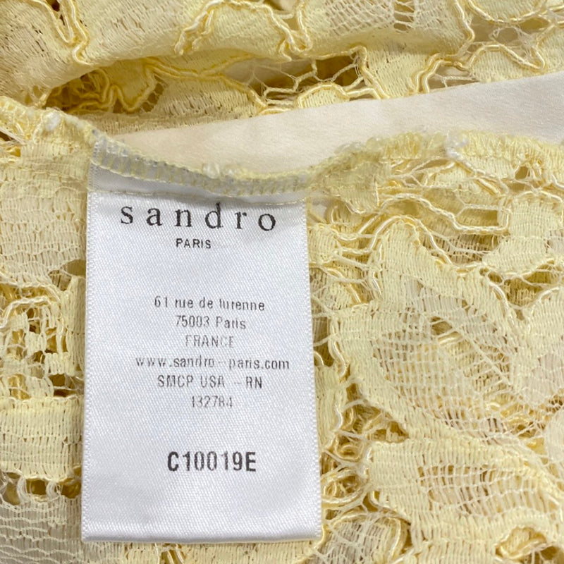SANDRO yellow and white lace blouse