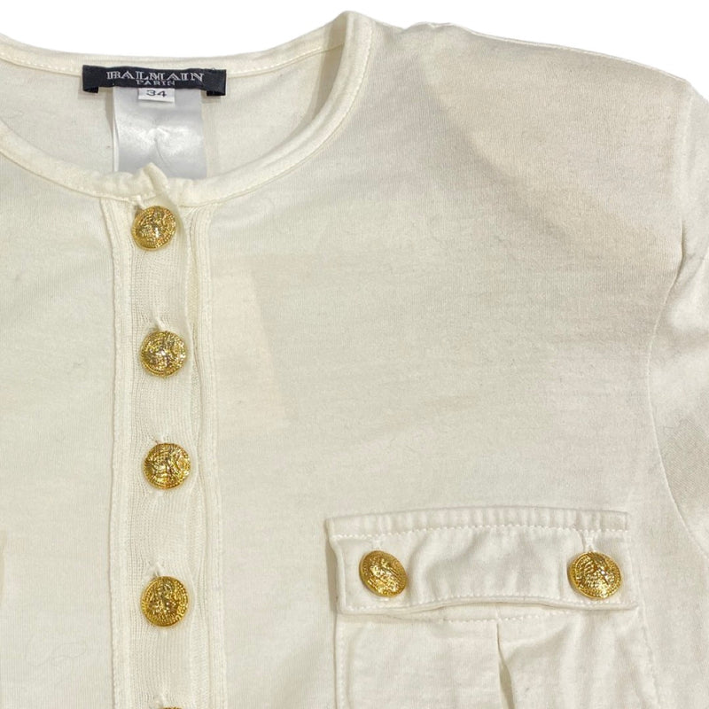 pre-owned BALMAIN cotton long-sleeve with gold buttons | Size FR34