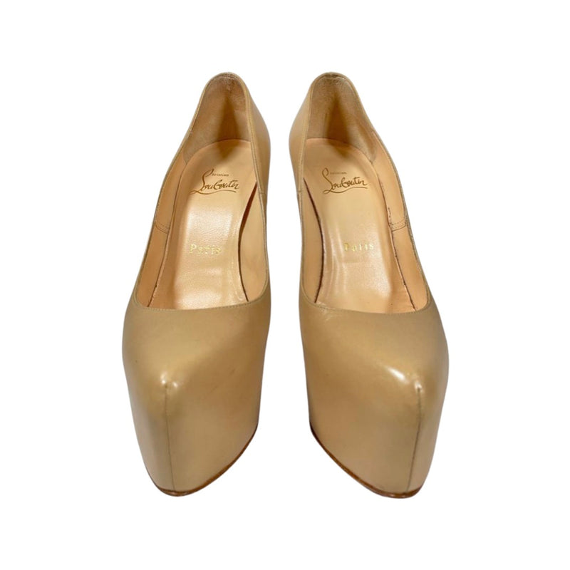 second-hand CHRISTIAN LOUBOUTIN nude highness platform heels | Size 36.5