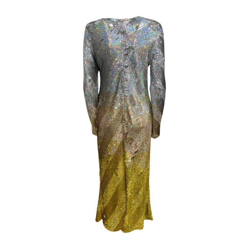 second-hand ASHISH silver and yellow sequin-embellished dress | Size M