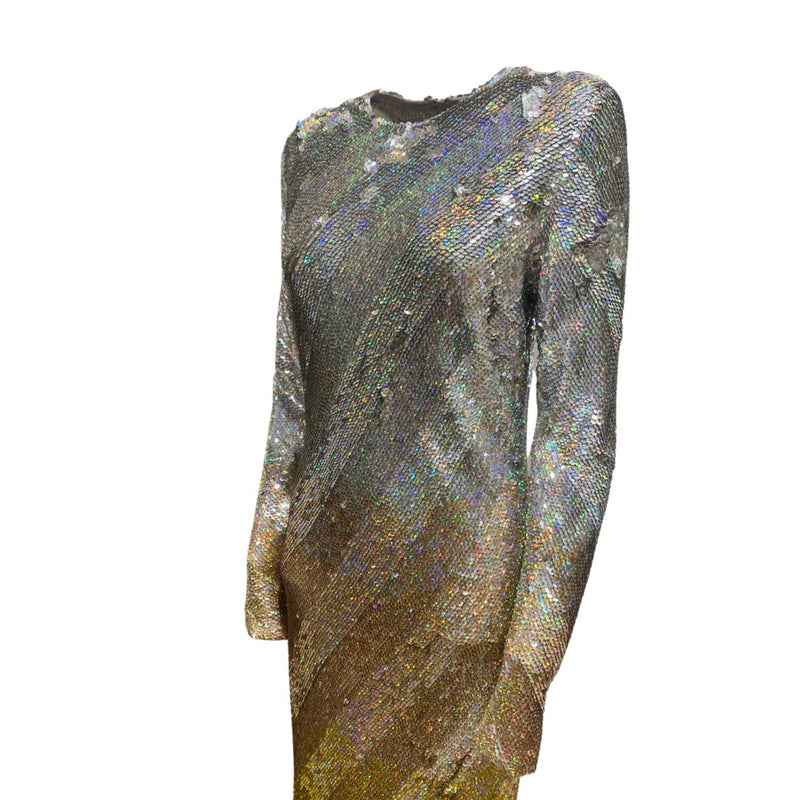 ASHISH silver and yellow sequin-embellished dress