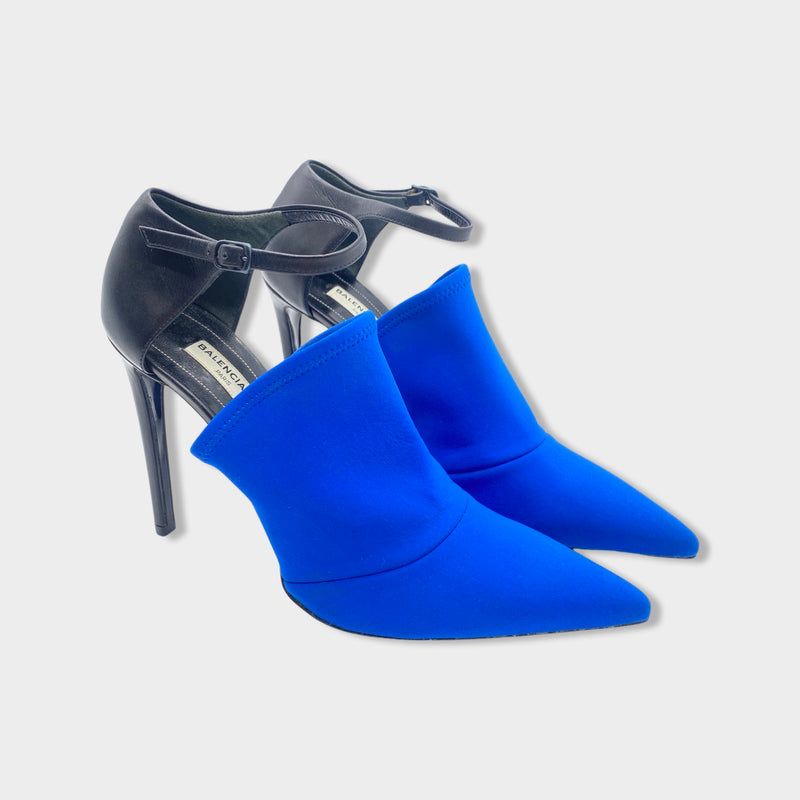 BALENCIAGA electric blue and black heels