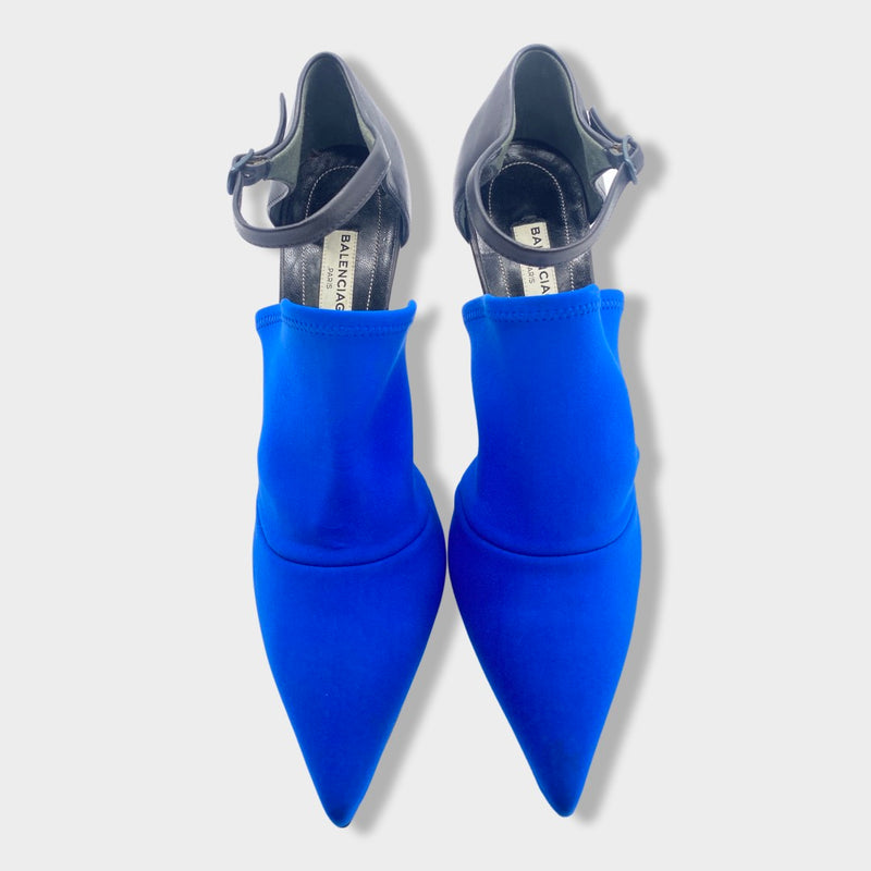 second-hand BALENCIAGA electric blue and black heels | Size EU39 UK6
