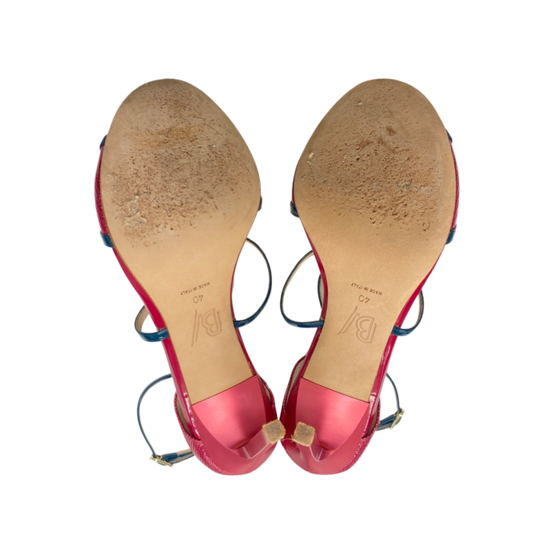BETTINA VERMILLON raspberry leather sandal heels
