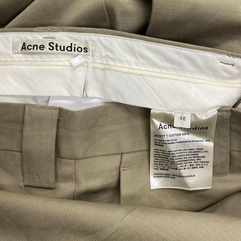 ACNE STUDIOUS light beige cotton and linen trousers | Size EU46