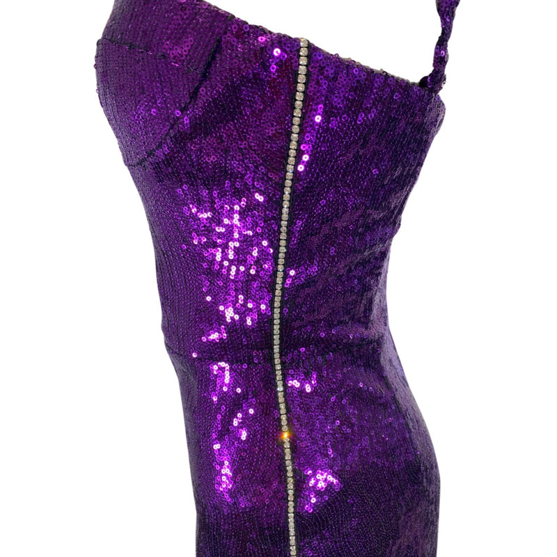 second-hand DUNDAS purple sequined jumpsuit with crystals | Size IT38
