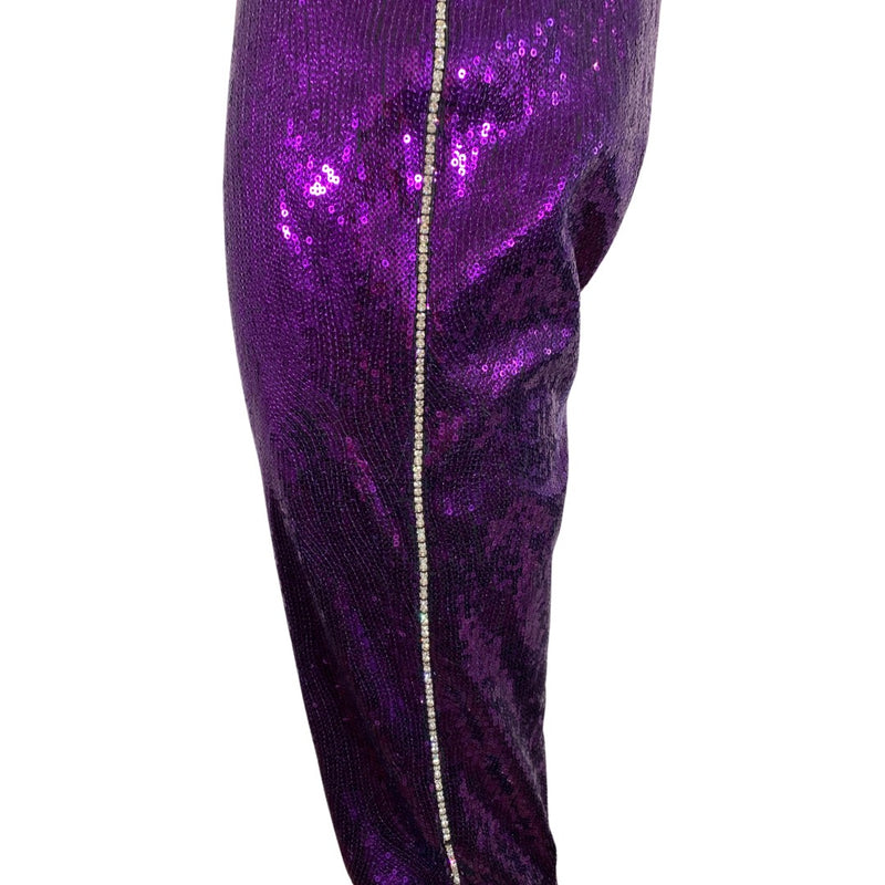 DUNDAS purple sequined jumpsuit with crystals