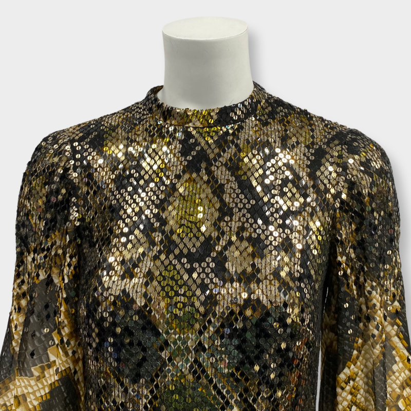 pre-worn ALICE BY TEMPERLEY black and gold sequin dress