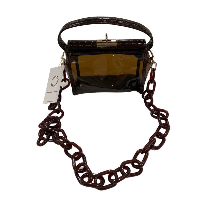 second-hand GU_DE brown plastic and vegan leather handbag