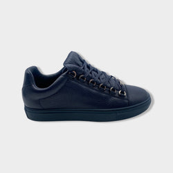 pre-owned BALENCIAGA navy leather lace-up trainers | Size EU41 UK7