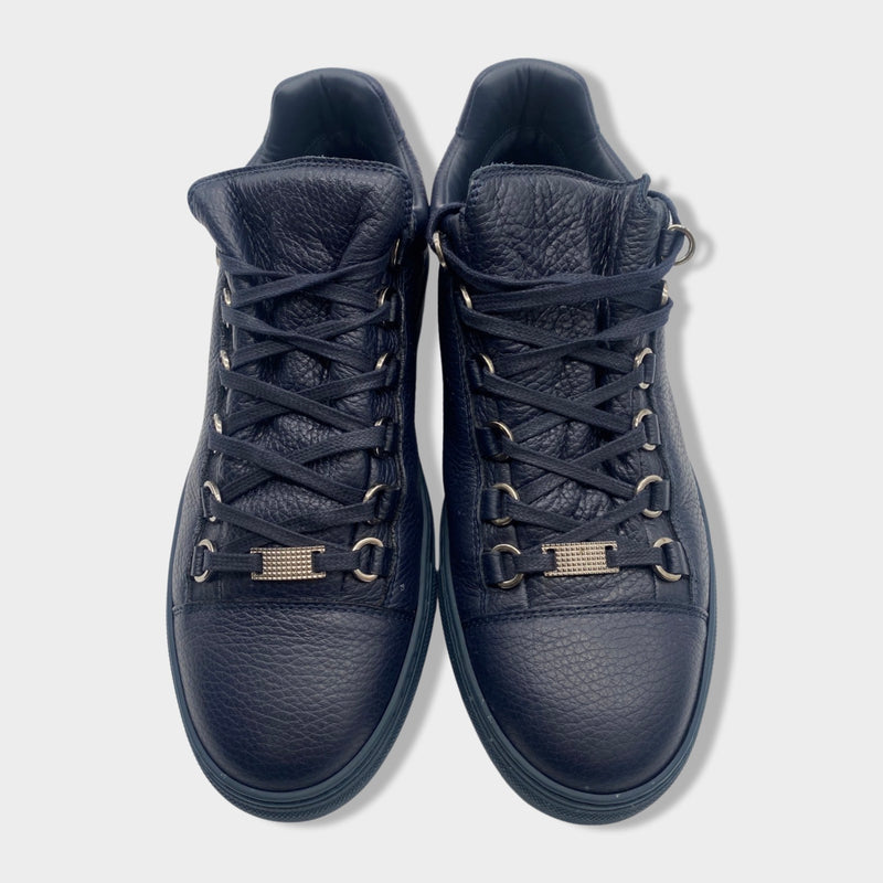 second-hand BALENCIAGA navy leather lace-up trainers | Size EU41 UK7