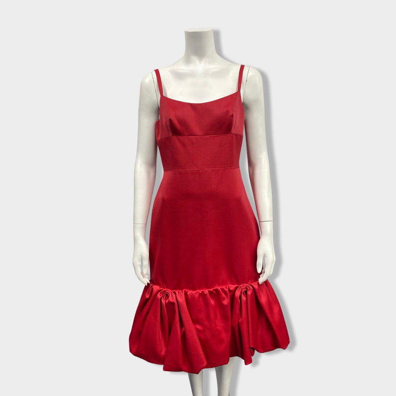 pre-owned PRADA red wool and silk sleeveless dress | Size IT42