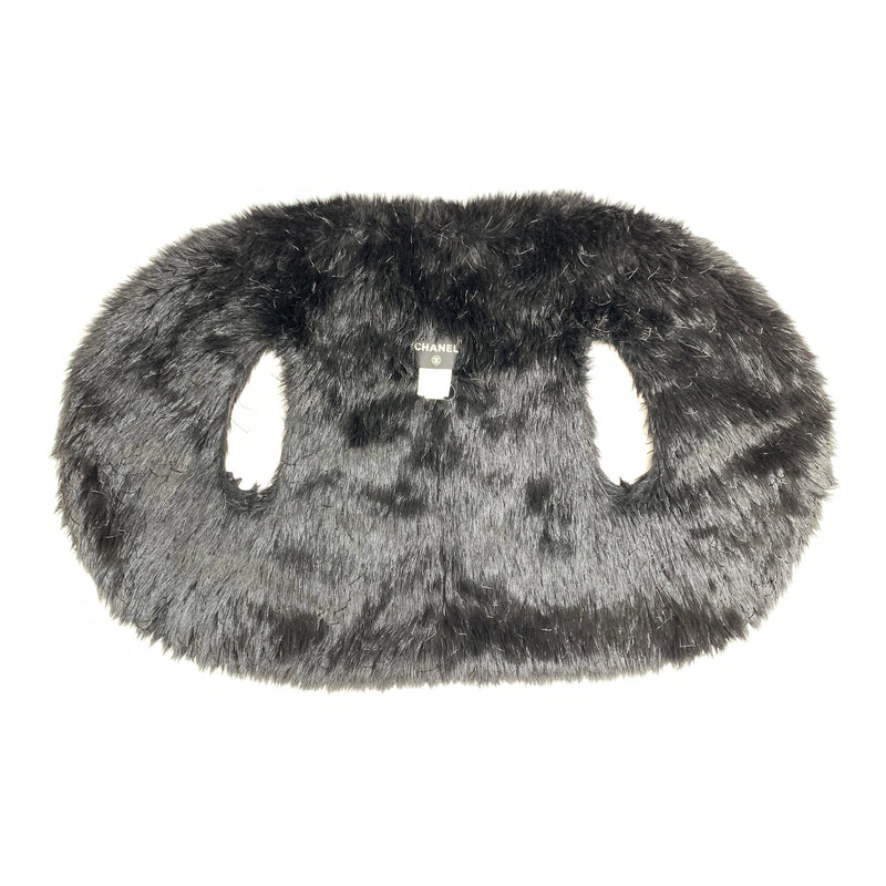 CHANEL black faux fur gilet