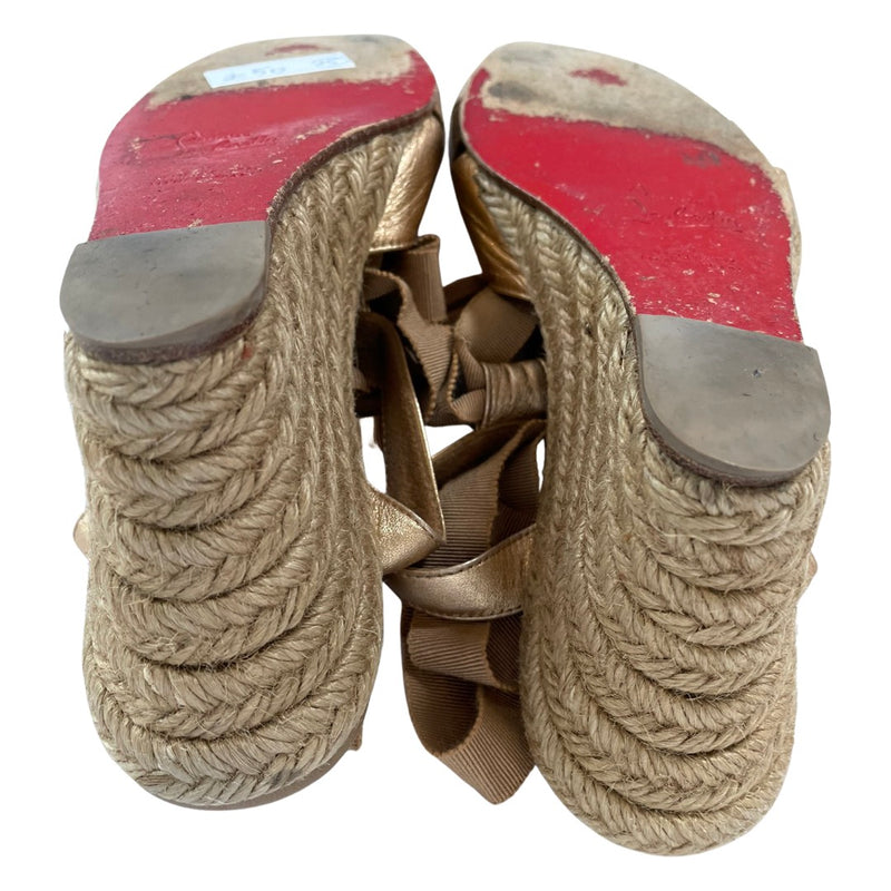 CHRISTIAN LOUBOUTIN glitter bronze wedges