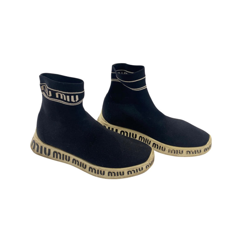 second-hand MIU MIU black logo trainers | Size 37.5