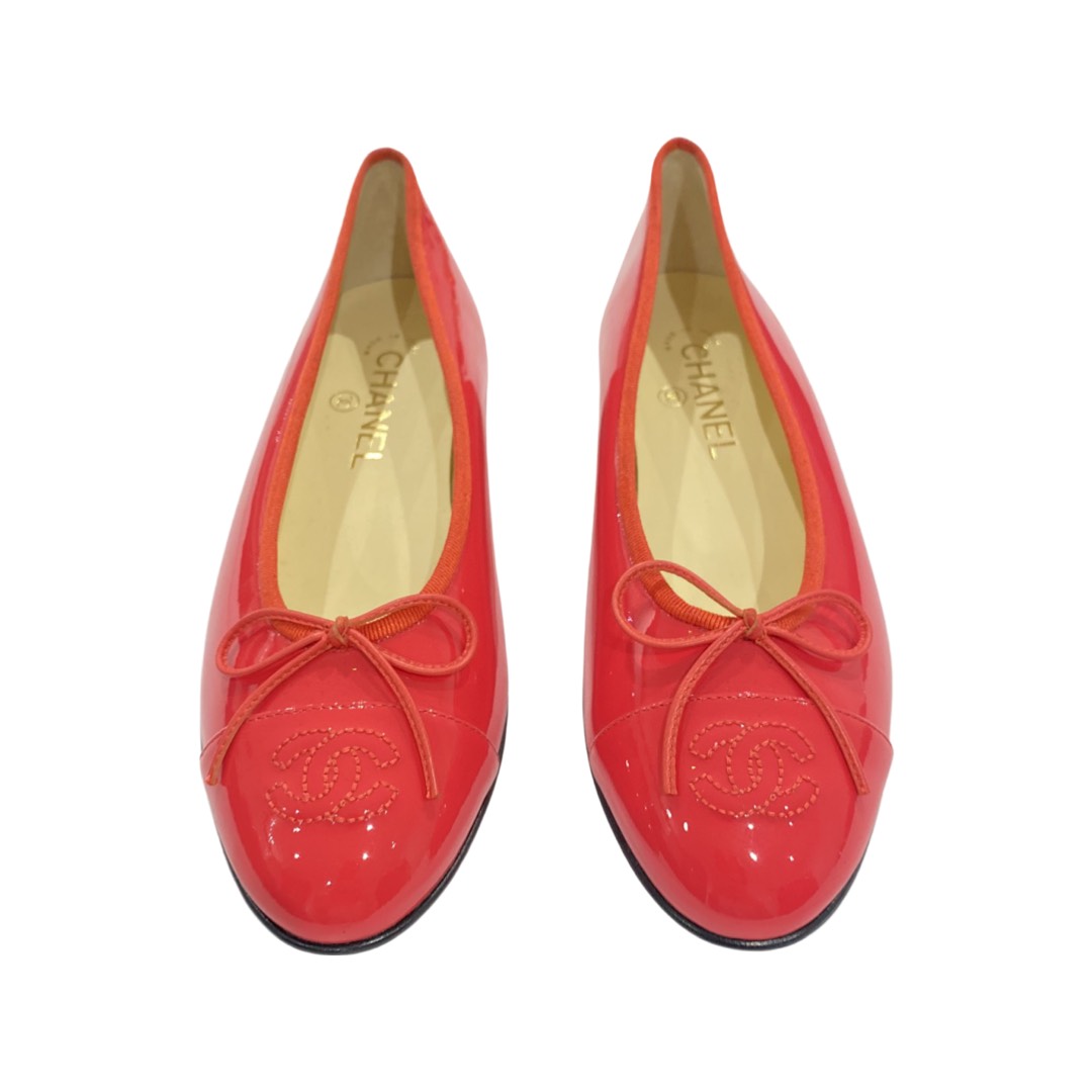 Chanel Patent Leather Ballet Flats Size 37 It (7 Us) – KMK Luxury