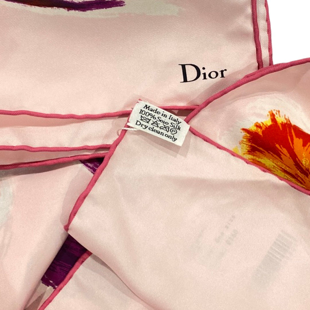 Dior // Pink Multi Floral Print Scarf – VSP Consignment