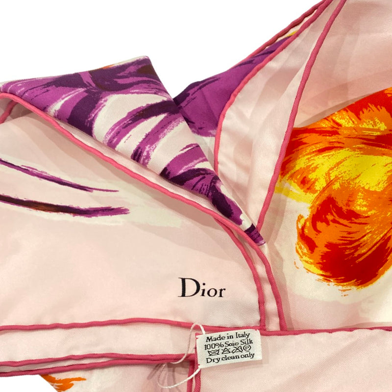 CHRISTIAN DIOR pink floral print silk scarf