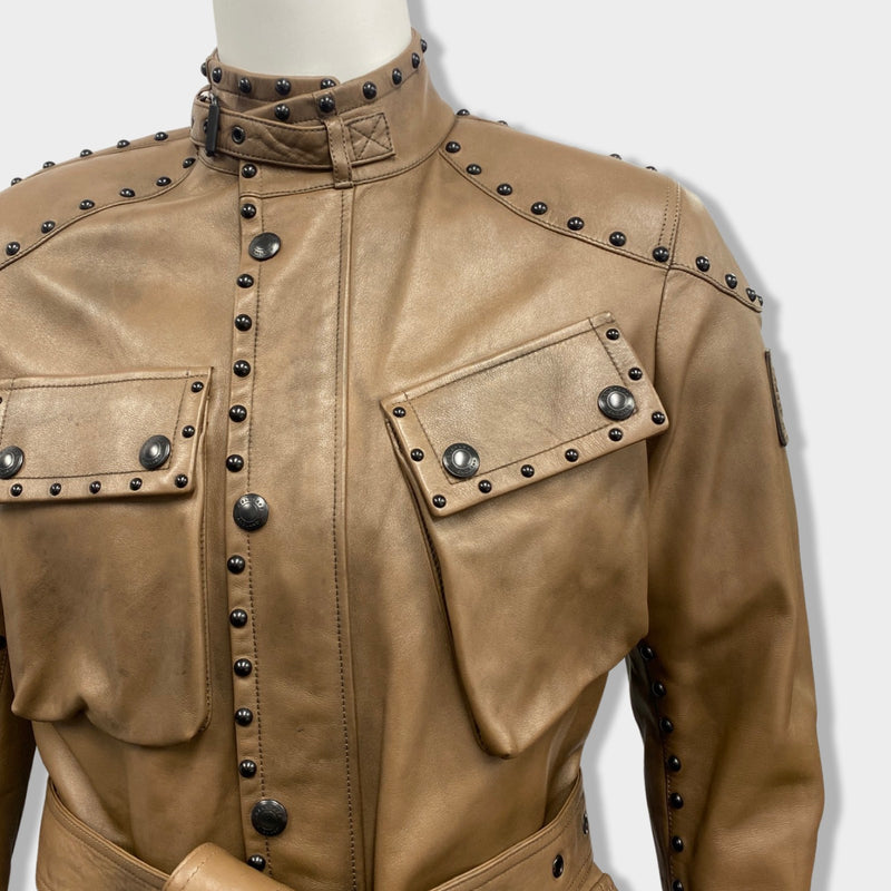 BELSTAFF brown leather belted safari jacket