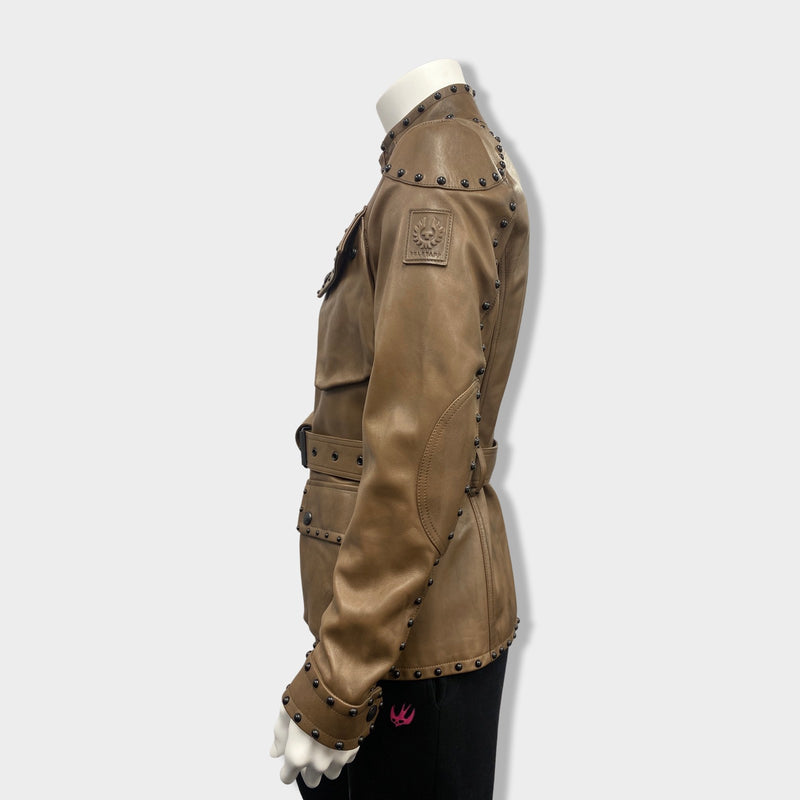 BELSTAFF brown leather belted safari jacket