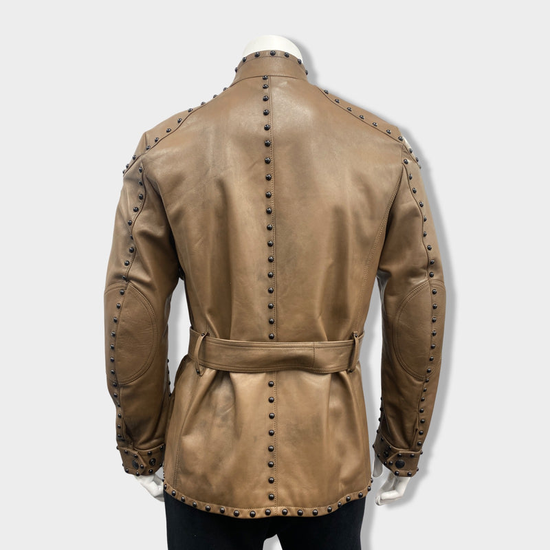 BELSTAFF brown leather belted safari jacket