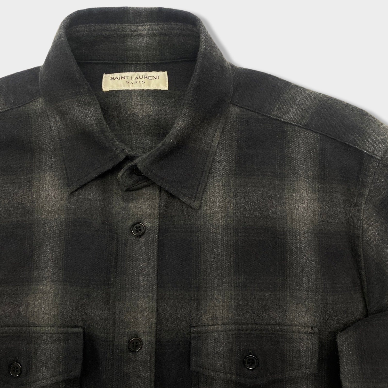 SAINT LAURENT black and grey checked cotton shirt Loop Generation