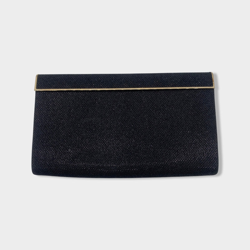 pre-owned JIMMY CHOO black glitter and gold clutch