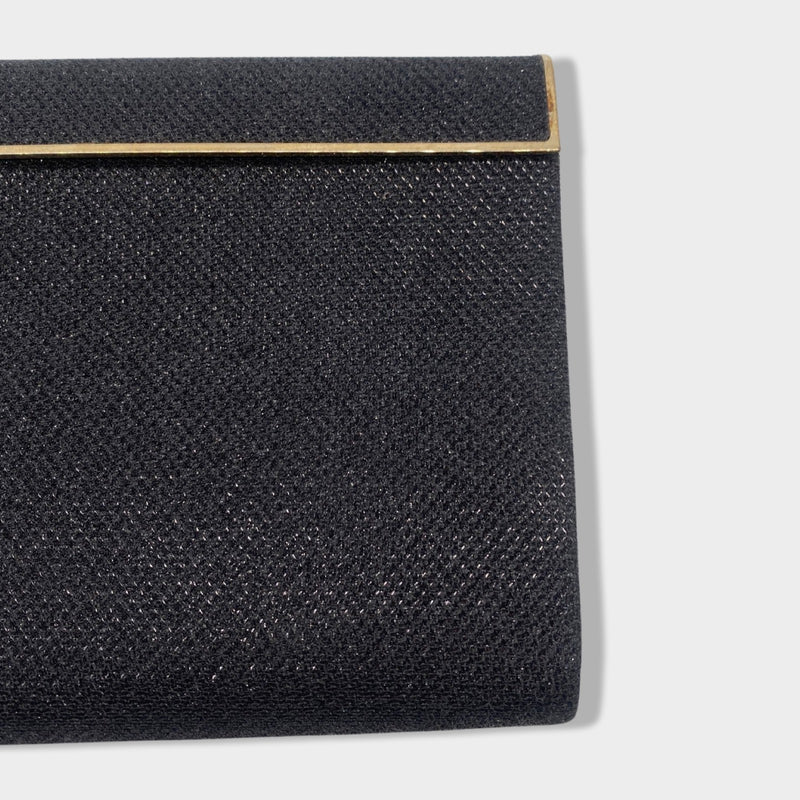 second-hand JIMMY CHOO black glitter and gold clutch