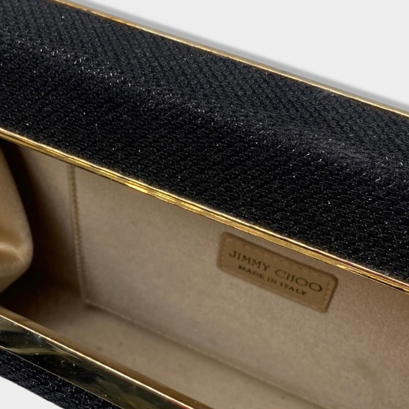 JIMMY CHOO black glitter and gold clutch