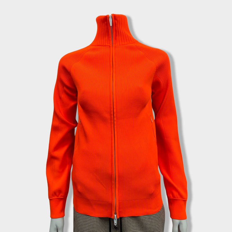pre-owned TIBI neon orange zipped cardigan | Size XS