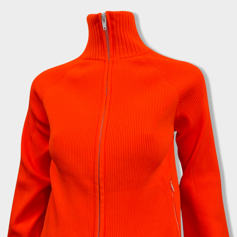 second-hand TIBI neon orange zipped cardigan | Size XS
