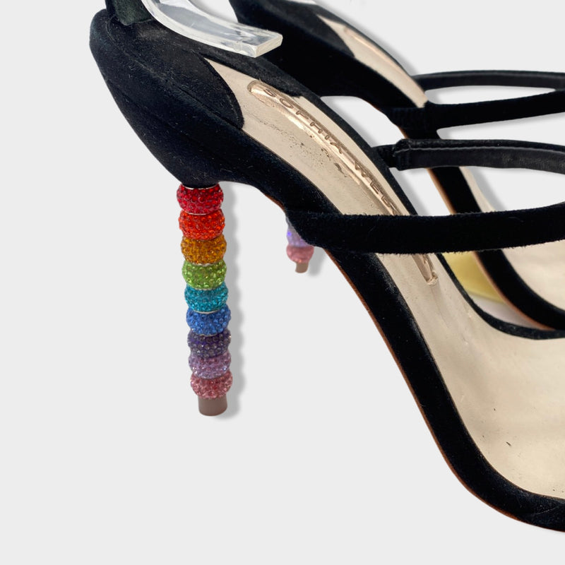 SOPHIA WEBSTER black suede sandals with rainbow heels