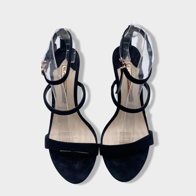 second-hand SOPHIA WEBSTER black suede sandals with rainbow heels | Size EU37.5 UK4.5