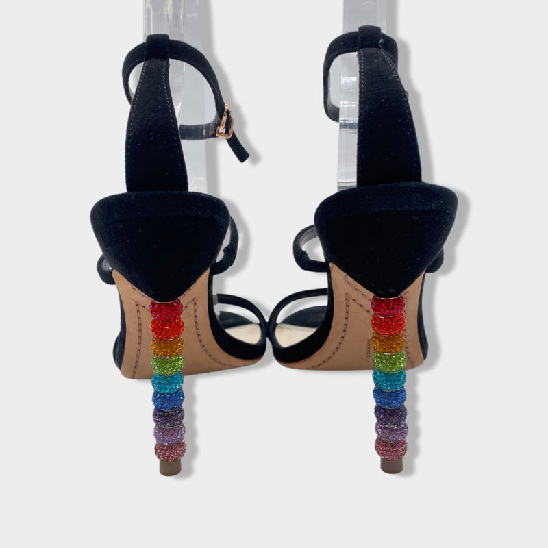 SOPHIA WEBSTER black suede sandals with rainbow heels