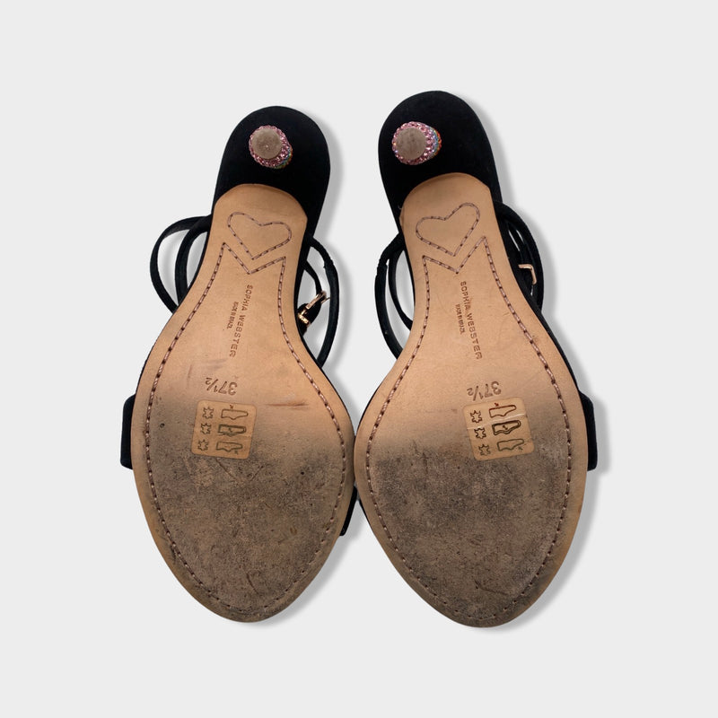 SOPHIA WEBSTER black suede sandals with rainbow heels